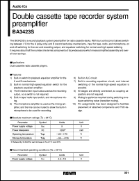 BA3423S datasheet: Double cassette tape recorder system preamplifier BA3423S