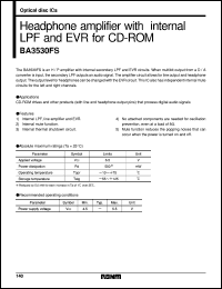 BA3530FS datasheet: Headphone amplifier with internal LPF and EVR for CD-ROM BA3530FS