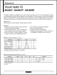 BA3837F datasheet: Vocal fader IC BA3837F