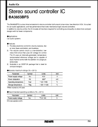 BA3853BFS datasheet: Stereo sound controller IC BA3853BFS