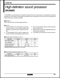 BA3888S datasheet: High-definition sound processor BA3888S