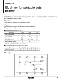 BA3899F datasheet: EL driver for portable sets BA3899F