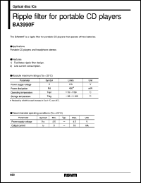 BA3990F datasheet: Ripple filter for portable CD player BA3990F