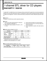 BA6195 datasheet: 1-channel BTL driver for CD player BA6195