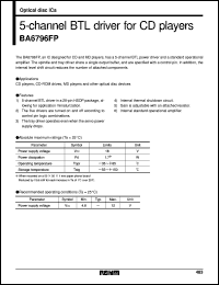 BA6796FP datasheet: 5-channel BTL driver for CD player BA6796FP