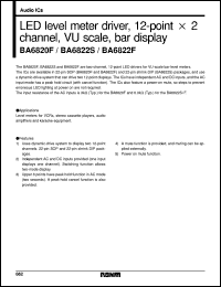BA6822S datasheet: LED level meter driver, 12-point x 2-channel, VU scale, bar display BA6822S