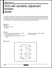 BA7042 datasheet: VCO with sensitivity adjustment function BA7042