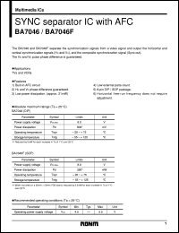 BA7046 datasheet: SYNC separator IC with AFC BA7046