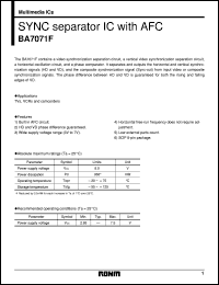 BA7071F datasheet: SYNC separator IC with AFC BA7071F