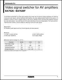 BA7626F datasheet: Video signal switcher for AV amplifier BA7626F