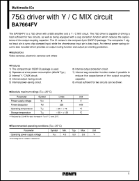 BA7664FV datasheet: Driver with Y/C MIX circuit BA7664FV