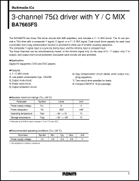 BA7665FS datasheet: 3-channel driver with Y/C MIX BA7665FS