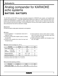 BA7725FS datasheet: Analog compander for KARAOKE echo system BA7725FS