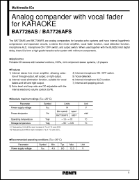 BA7726AS datasheet: Analog compander with vocal fader for KARAOKE BA7726AS