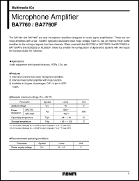 BA7760F datasheet: Microphone amplifier BA7760F