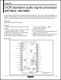 BA7795FS datasheet: VCR standart audio signal processor BA7795FS