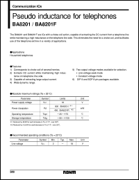 BA8201F datasheet: Pseudo inductance for telephones BA8201F