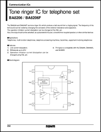 BA8206 datasheet: Tone ringer IC for telephone set BA8206