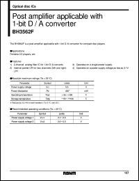 BH3562F datasheet: Post amplifier application with 1-bit D/A converter BH3562F
