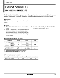 BH3852FS datasheet: Sound control IC BH3852FS