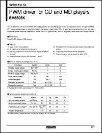 BH6505K datasheet: PWM driver for CD and MD players BH6505K