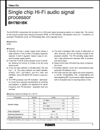 BH7801BK datasheet: Single chip Hi-Fi audio signal processor BH7801BK