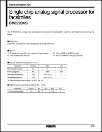 BH8220KS datasheet: Single chip analog signal processor for facsimile BH8220KS