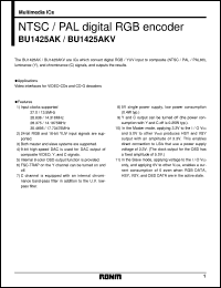 BU1425AKV datasheet: NTSC/PAL digital RGB encoder BU1425AKV
