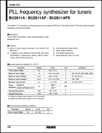 BU2611A datasheet: PLL frequency synthesizer for tuner BU2611A