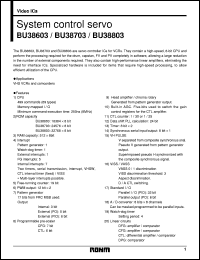 BU38703 datasheet: System control servo BU38703