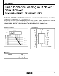 BU4551B datasheet: Quad 2-channel analog multiplexer/demultiplexer BU4551B