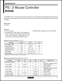 BU9206 datasheet: PS/2 mouse controller BU9206