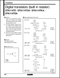 DTA114TE datasheet: Digital PNP transistor (with resistor) DTA114TE