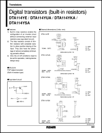 DTA114YUA datasheet: Digital PNP transistor (with resistors) DTA114YUA