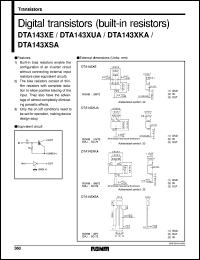 DTA143XKA datasheet: Digital PNP transistor (with resistors) DTA143XKA