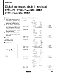 DTA144TE datasheet: Digital PNP transistor (with resistor) DTA144TE