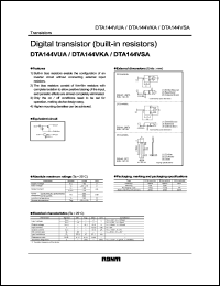 DTA144VUA datasheet: Digital PNP transistor (with resistors) DTA144VUA
