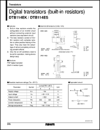 DTB114ES datasheet: Digital PNP transistor (with resistors) DTB114ES