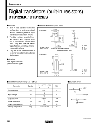 DTB123ES datasheet: Digital PNP transistor (with resistors) DTB123ES