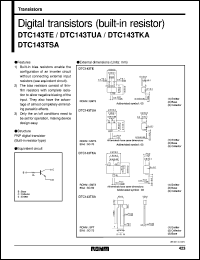 DTC143TE datasheet: Digital NPN transistor (with resistors) DTC143TE