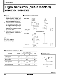 DTD123EK datasheet: Digital NPN transistor (with resistors) DTD123EK