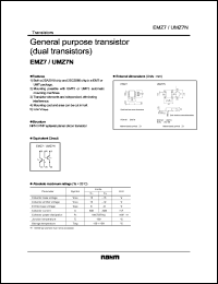EMZ7 datasheet: PNP/NPN dual transistor, general purpose EMZ7