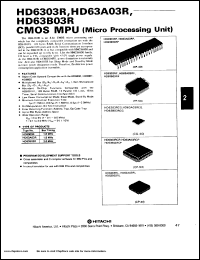 HD6303RCG datasheet: 1MHz CMOS micro processing unit (MPU) HD6303RCG