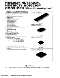 HD63A03YF datasheet: 1.5MHz CMOS 8-bit micro processing unit (MPU) HD63A03YF