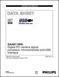 SAA8116HL datasheet: Digital PC-camera signal processor, microcontroller and USB interface SAA8116HL