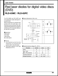 RLD-65PC datasheet: Red laser diode for DVD RLD-65PC