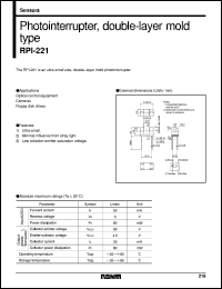 RPI-221 datasheet: Photointerrupter, double-layer mold type RPI-221