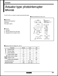 RPI-5100 datasheet: Photointerrupter, actuator type RPI-5100