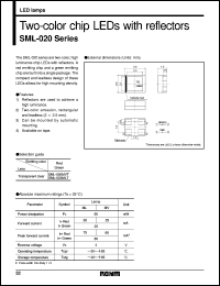 SML-020MVT datasheet: Two-color (red/green) chip LED with reflector SML-020MVT