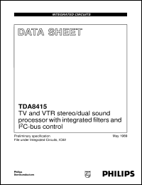 TDA8415 datasheet: TV and VTR stereo/dual sound processor with integrated filters and IC-bus control TDA8415